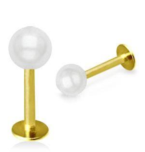 Kulta huulikoru helmipallolla