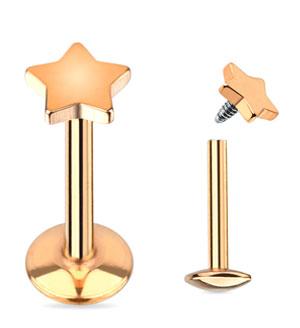 Labret rose gold star