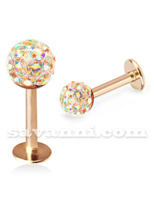 Labret rose gold champagne crystals