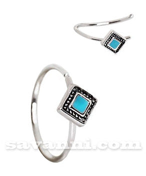 0.8mm Piercingring Turquoise Enamel