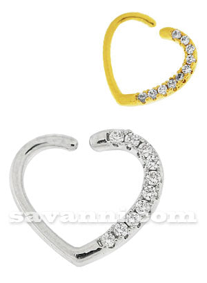1.2mm Piercingring Hjärta & Strass
