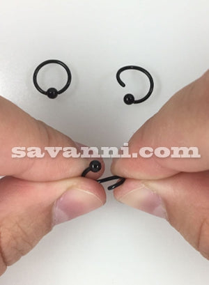 1.0mm Tunn Svart Ring Fast Kula