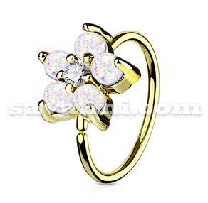 0.8mm Piercingring Opal Blomma