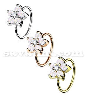 0.8mm Piercingring Opal Blomma
