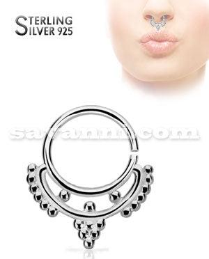 1.0mm Piercingring av Silver Beaded Collar