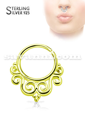 1.0mm Piercingring av Silver Tribal Swirls