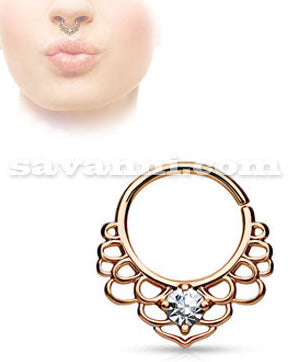 1.2mm Piercingring Zirkon Lotus