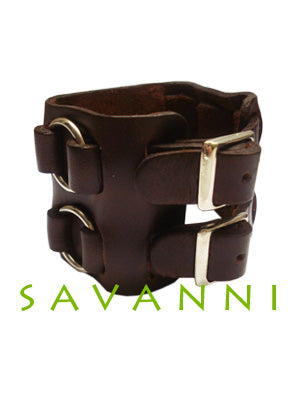 Brett & Brunt Läderarmband med Spännen & Ringar