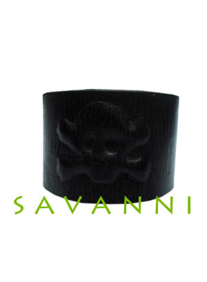 Svart Läderarmband Dödskalle & Spänne
