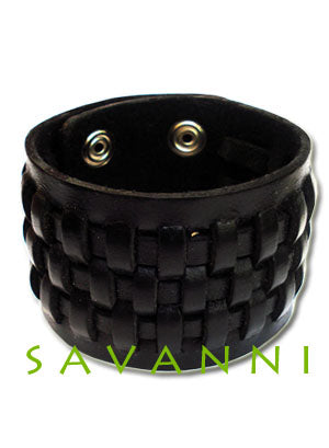 Brett Läderarmband med Rutverk