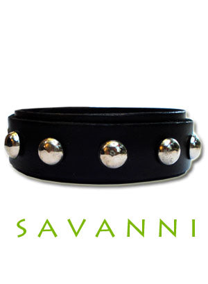 Smalt Läderarmband med Stora Nitar