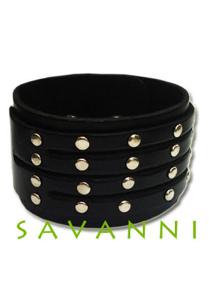 Brett Läderarmband med Nitar