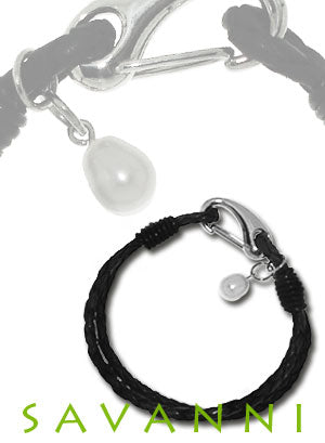 Läderarmband Två Läderflätor & Pärla