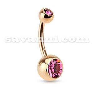 Navelsmycke Rose Gold Basic Double Strass