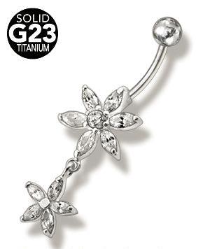 Navelsmycke Titan Två Nätta Blommor