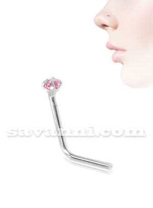 L-format Nässmycke av Silver med 1.5mm Tandad Strass