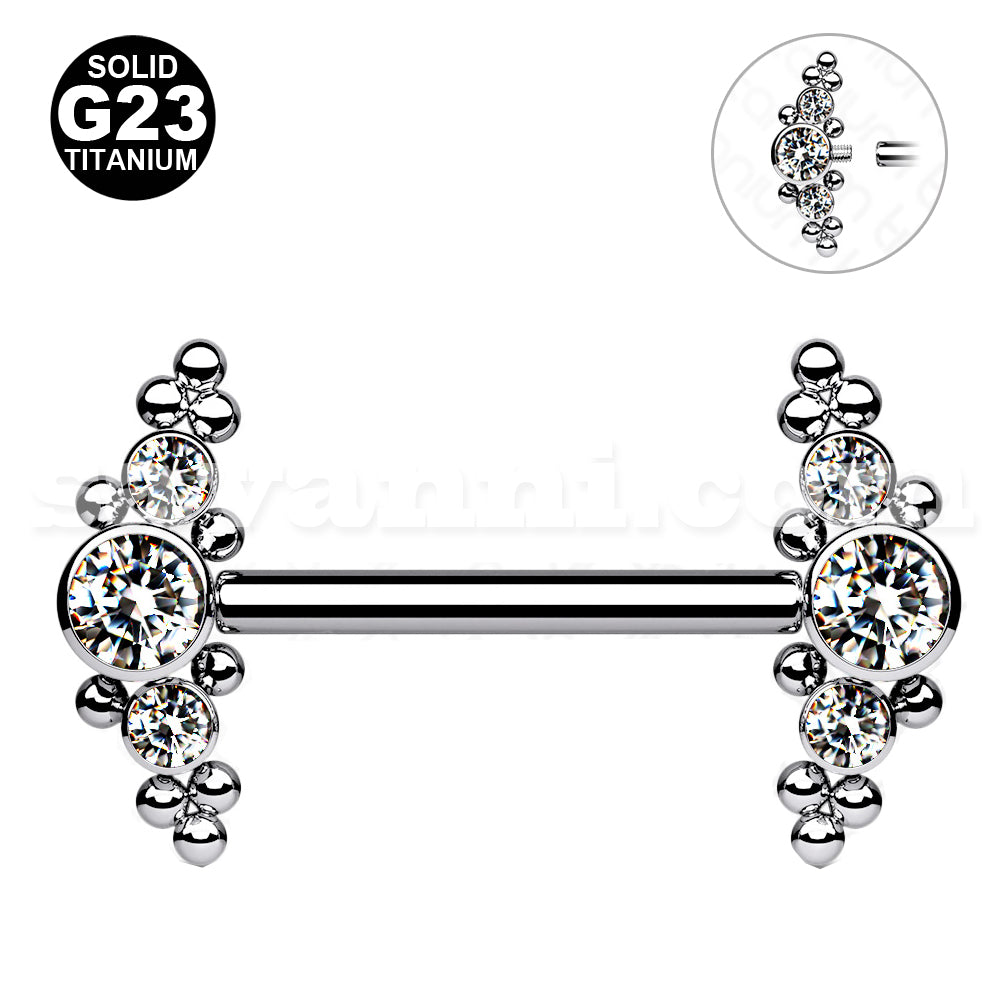 Bröstpiercing Titan Bezel Set Zircon
