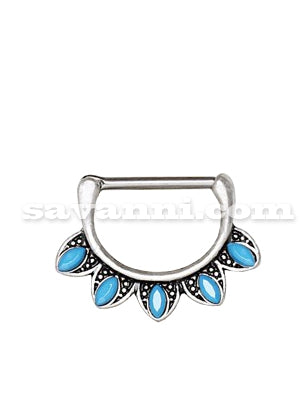 Bröstsmycke Clicker Ring Turquoise Oval
