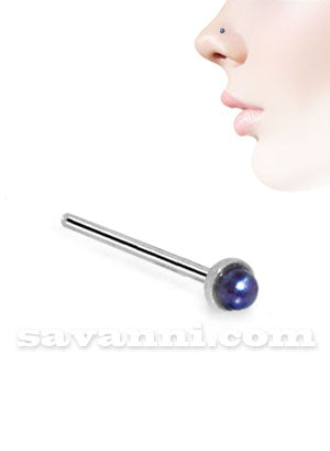 Rakt Nässmycke av Silver med Färggrann Pärla