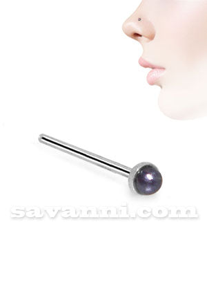 Rakt Nässmycke av Silver med Färggrann Pärla