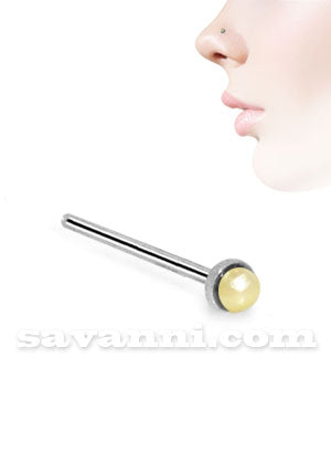 Rakt Nässmycke av Silver med Färggrann Pärla