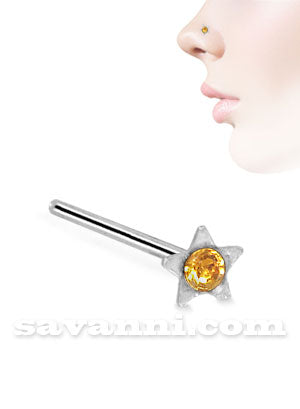 Rakt Nässmycke av Silver med Strass-stjärna