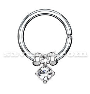 Piercingring med Crystal & Steel Beads