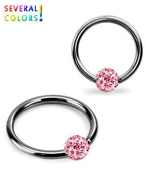 1.2mm Svart Ring Crystal Kula 5mm