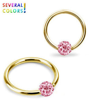 1.2mm Guldfärgad Ring Crystal Kula 5mm