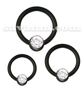 1.2mm Svart BCR Piercingring Strass