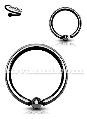 0.8mm Ohut Musta Lävistysrengas Kiinteä Pallo