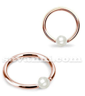1.2mm Rose Gold BCR Ring med Pärla