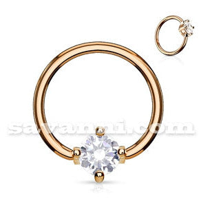 1.6mm Roséguldfärgad BCR Piercingring Zircon