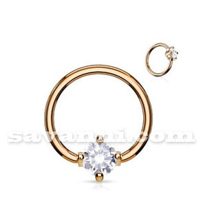 1.2mm Roséguldfärgad BCR Piercingring Zircon