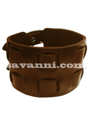 Brett Brunt Läderarmband med Två Spännen