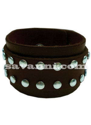 Brunt Läderarmband med Nitar