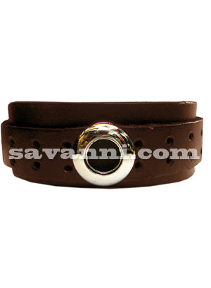 Brunt Läderarmband med Ring