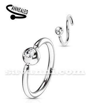 1.0mm Tunn Piercingring Fast Kula & Sned Strass