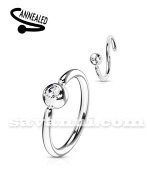 0.8mm Tunn Piercingring Fast Kula & Sned Strass