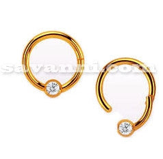1.2mm Roséguldfärgad Piercingring Clicker Kula Strass