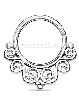 1.2mm Piercingring Tribal Swirls