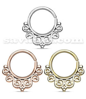 1.2mm Piercingring Tribal Swirls