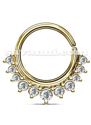 1.2mm Piercingring Crystal Half Circle