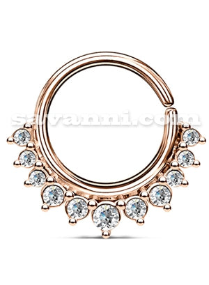 1.2mm Piercingring Crystal Half Circle