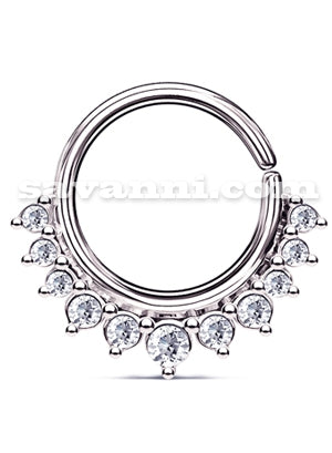 1.2mm Piercingring Crystal Half Circle