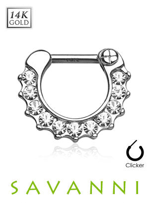 Septum Ring Vitguld 14K Single Gem Line