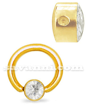 Guldfärgad Smiley Piercingring Zircon