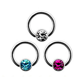 1.2mm Smiley Ring Med Strass