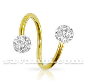 1.2mm Guldfärgad Spiral med Crystal Kulor 3mm