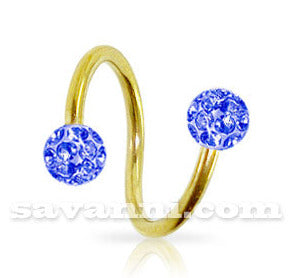 1.2mm Guldfärgad Spiral med Crystal Kulor 3mm